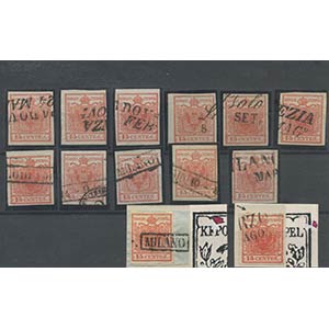 1850, a selection of 13 stamps, 15c. I° ... 