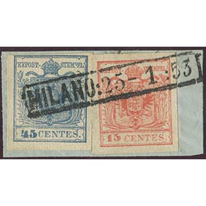 1853, 45c. slate Ribbed paper (Cotelè) ... 