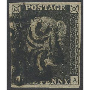 1840, N.1  1p. Penny Black used. ... 