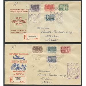 1952, N.574/577 and 578/581 on two letters ... 