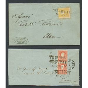 1858, II issue, noteworthy lot of 5 letters.