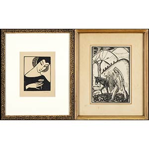 Lot of two woodcuts20,5 x 14 cm and 13,5 x ... 