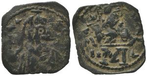 Leo III with Constantine V (717-741). Æ 40 ... 