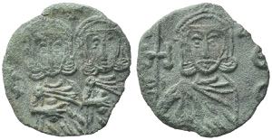 Constantine V with Leo IV (741-775). Æ 40 ... 