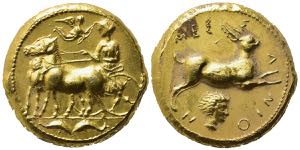 Sicily, Messana, 412-408 BC. Gilt metal ... 