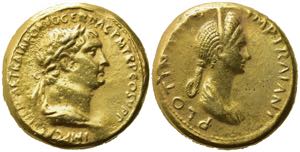 Trajan with Plotina (98-117). Gilt metal ... 
