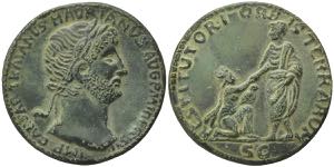 Hadrian (117-138). Replica of Æ Sestertius ... 