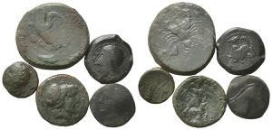Sicily, lot of 5 Greek Æ coins, to be ... 