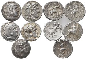 Kings of Macedon, lot of 5 AR coins, to be ... 