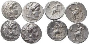 Kings of Macedon, lot of 4 AR coins, to be ... 