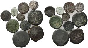 Lot of 10 Roman Republican Æ and AR coins, ... 