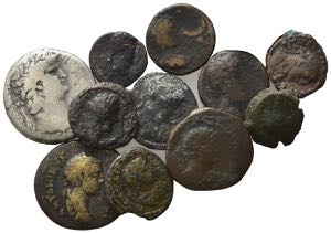 Lot of 12 Roman Provincial Æ and AR coins, ... 
