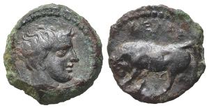 Sicily, Gela, c. 420-405 BC. Æ Onkia (11mm, ... 