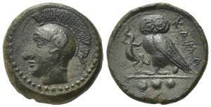 Sicily, Kamarina, c. 410-405 BC. Æ Tetras ... 