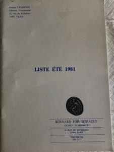 Poindessault B. Liste Etè 1981. Brossura ... 