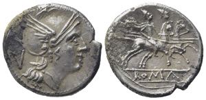 Anonymous, Rome, after 211 BC. AR Quinarius ... 