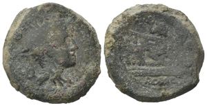 Cluvius Saxula, Rome, 169-158 BC. Æ Sextans ... 