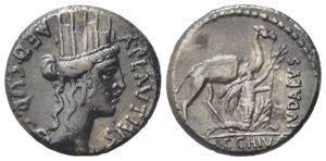 A. Plautius, Rome, 55 BC. AR Denarius (17mm, ... 
