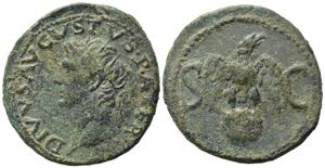 Divus Augustus (died AD 14). Æ As (30mm, ... 