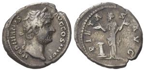 Hadrian (117-138). AR Denarius (19mm, ... 