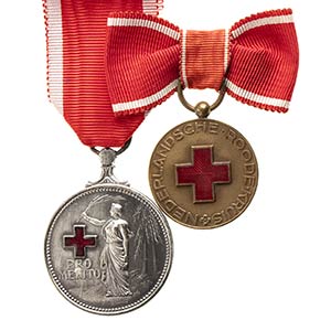 HOLLANDTwo Red Cross Medalswhite metal, ... 