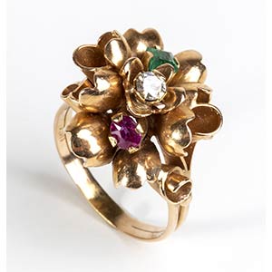 Patriotic gold ring with ruby, diamond and ... 