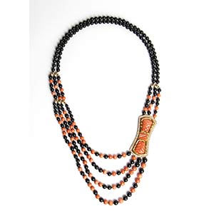 Cerasuolo coral onyx and diamond long gold ... 
