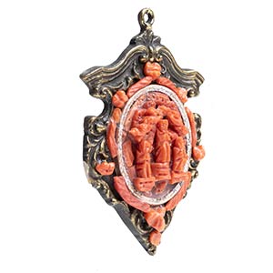 Italian bronze and coral pendant - ... 