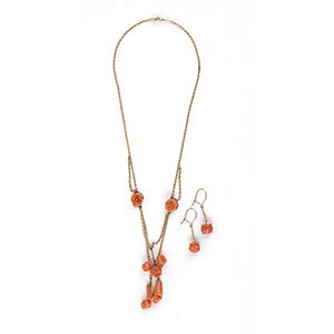 Italian gold and coral demi-parure -  early ... 