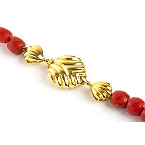 Mediterranean coral gold necklace ... 