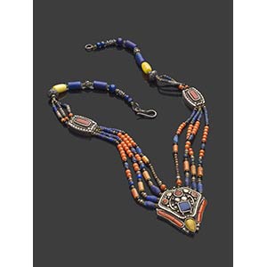 Ethnic coral and lapis lazuli sterling ... 