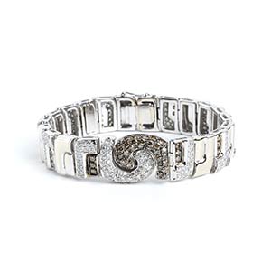Gold bracelet with colourless diamonds and ... 