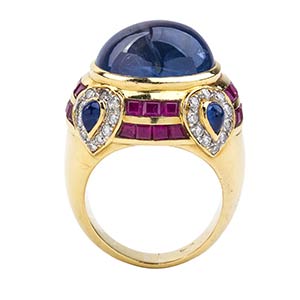 Gold sapphire ruby diamond ring ... 