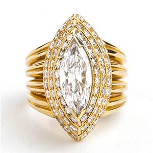 Navette cut diamond gold band ring ... 