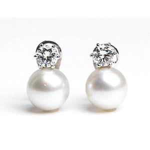 Australian pearl diamond gold earrings18k ... 