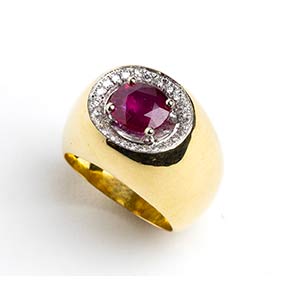 Ruby diamond band gold ring18k yellow and ... 
