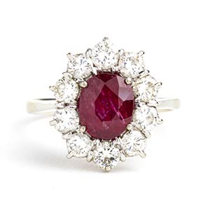 Ruby diamond gold ring18k white ... 