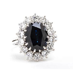 Blue sapphire diamond gold ring18k ... 