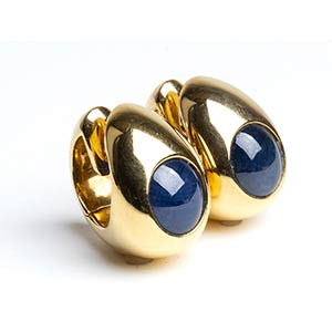 Pair of gold and blue sapphire ... 