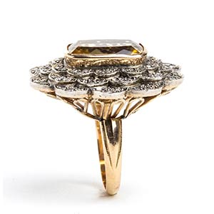Yellow gold and silver flower ring ... 