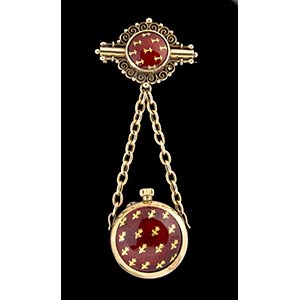 Gold and enamel watch brooch - mark of ... 