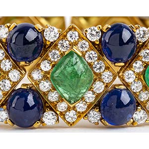 Diamond emerald zapphires cabochon ... 