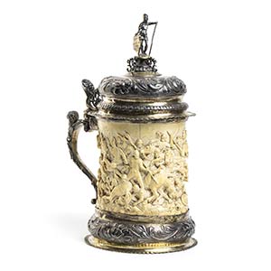 German  ivory and silver tankard - 19th ... 