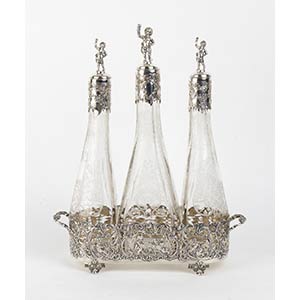 Italian silver three bottle stand - early ... 