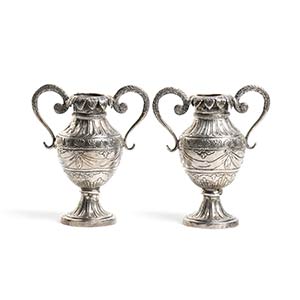 A pair of Italian silver vases - Naples ... 