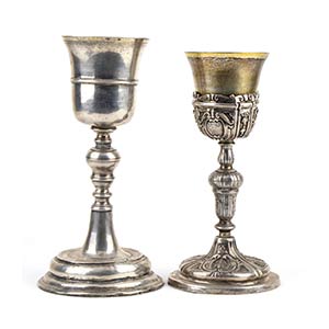 Two Italian silver Eucharistic chalices - ... 