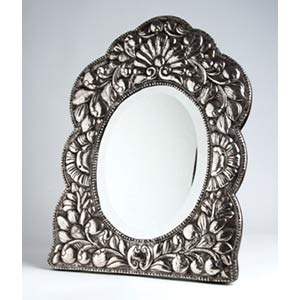 Peruvian sterling silver table frame mirror ... 