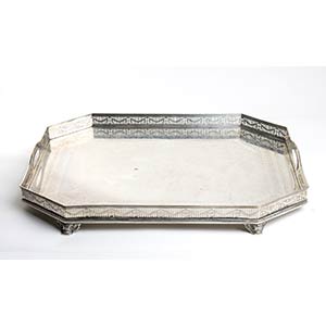 English Victorian silver tray - London 1888, ... 
