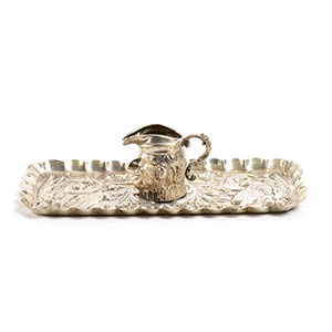 English Victorian sterling silver tray and ... 