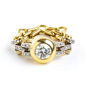 Diamond gold grumette link ring - mark of ... 